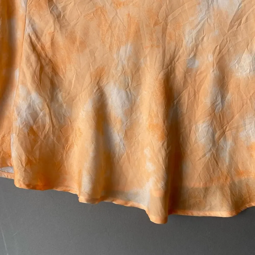 Free People sz 10 orange white mini flareBoho hippie skirt‎